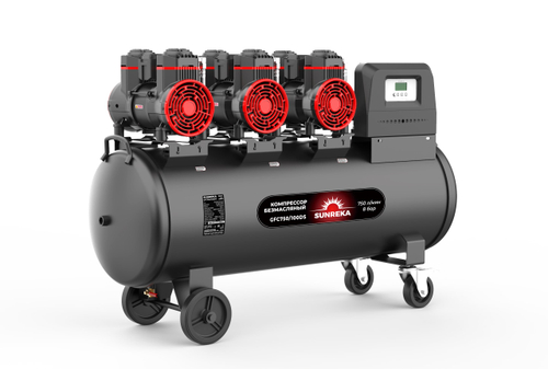 Поршневой безмасляный тихий компрессор SUNREKA GFC750/100DS