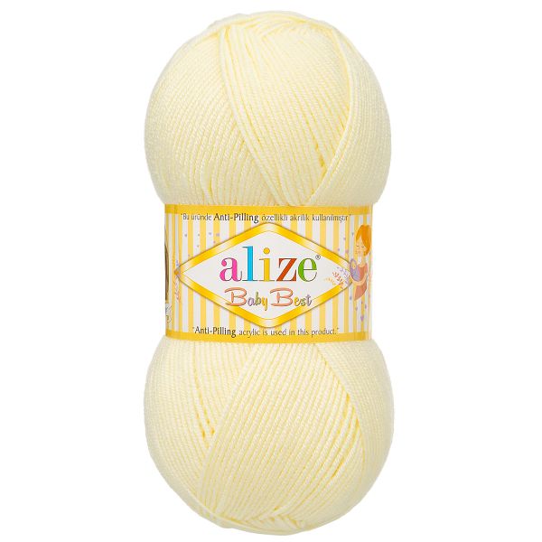 Пряжа Alize (Ализе) Baby Best / уп.5 мот. по 100 г, 240м, 062 светло-молочный A