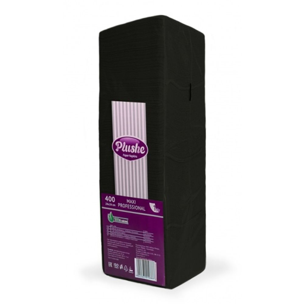 Салфетки бумажные Plushe maxi (Professional) Черный 1 сл. 4шт 400лист
