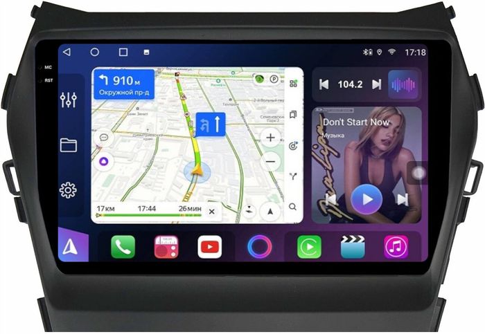 Магнитола для Hyundai Santa Fe 3 2012-2018 (отдельный экран климата, штатная КЗВ) - FarCar BM9-2K-7004B монитор 9.5" 2K QLED на Android 14, Быстрая, CarPlay, 4G SIM-слот