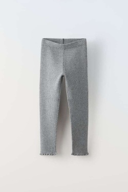 ZARA ТРИКОТАЖНЫЕ ЛЕГИНСЫ В РУБЧИК, СЕРЫЙ
