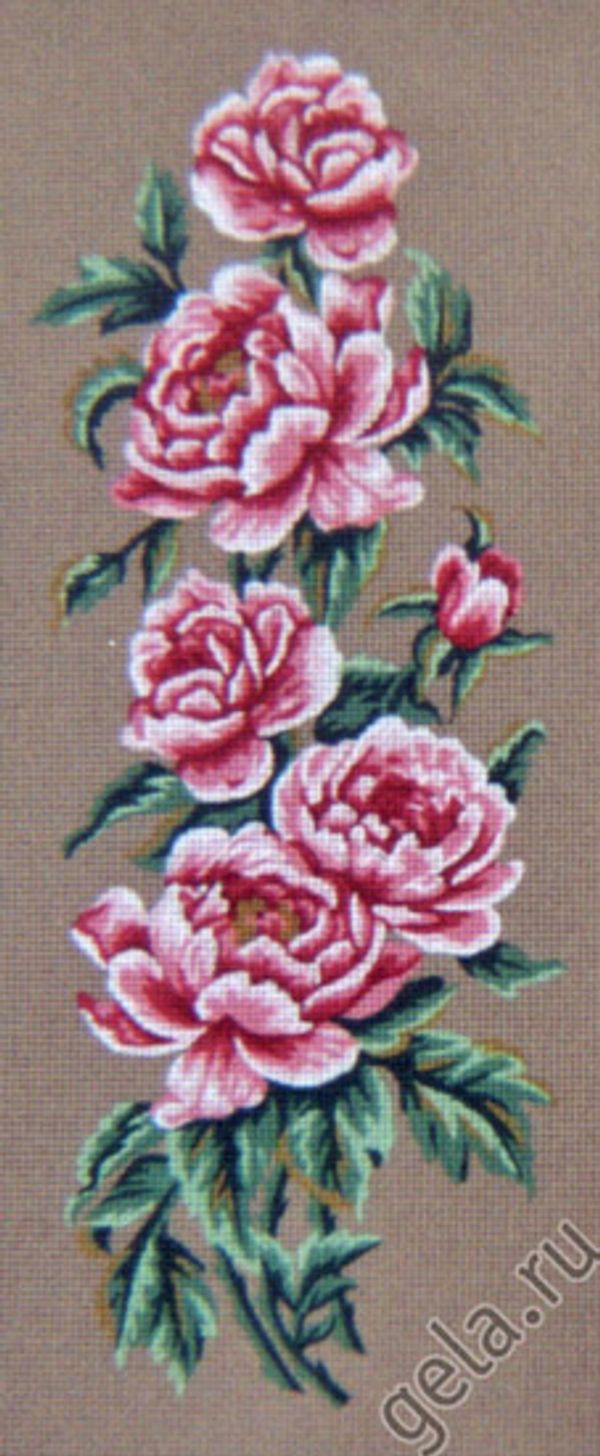 Рисунок для вышивания Soulos (канва жесткая), Пионы, 2картинки, 60х60 см