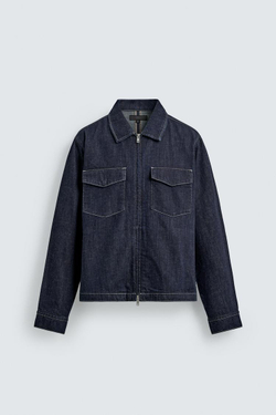 ZARA ДЖИНСОВАЯ КУРТКА-РУБАШКА НА МОЛНИИ, ИНДИГО