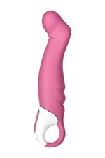 Вибратор Satisfyer Petting Hippo с загнутым кончиком - 22,9 см. (Цвет: светло-бордовый)