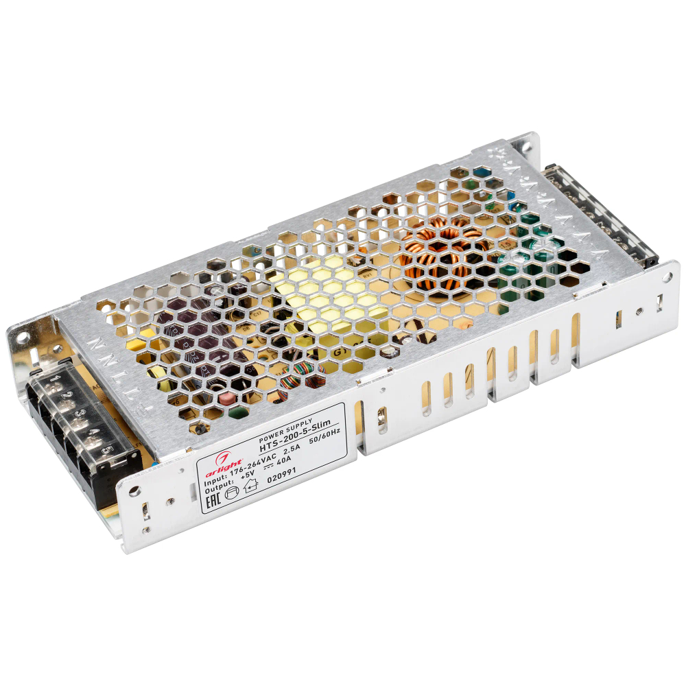 Блок питания HTS-200-5-Slim (5V, 40A, 200W) (Arlight, IP20 Сетка, 3 года) 020991