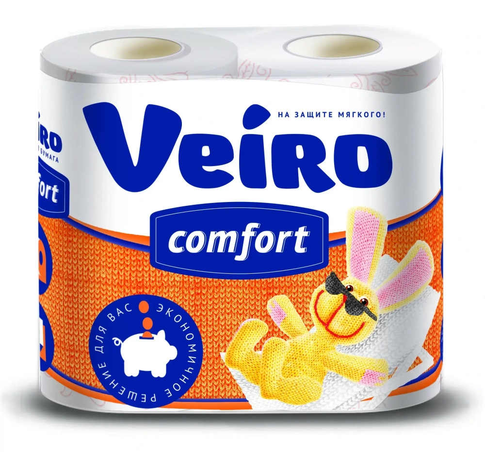 Бумага туалетная LINIA VEIRO Comfort 2 сл., 4 рул., белая✦