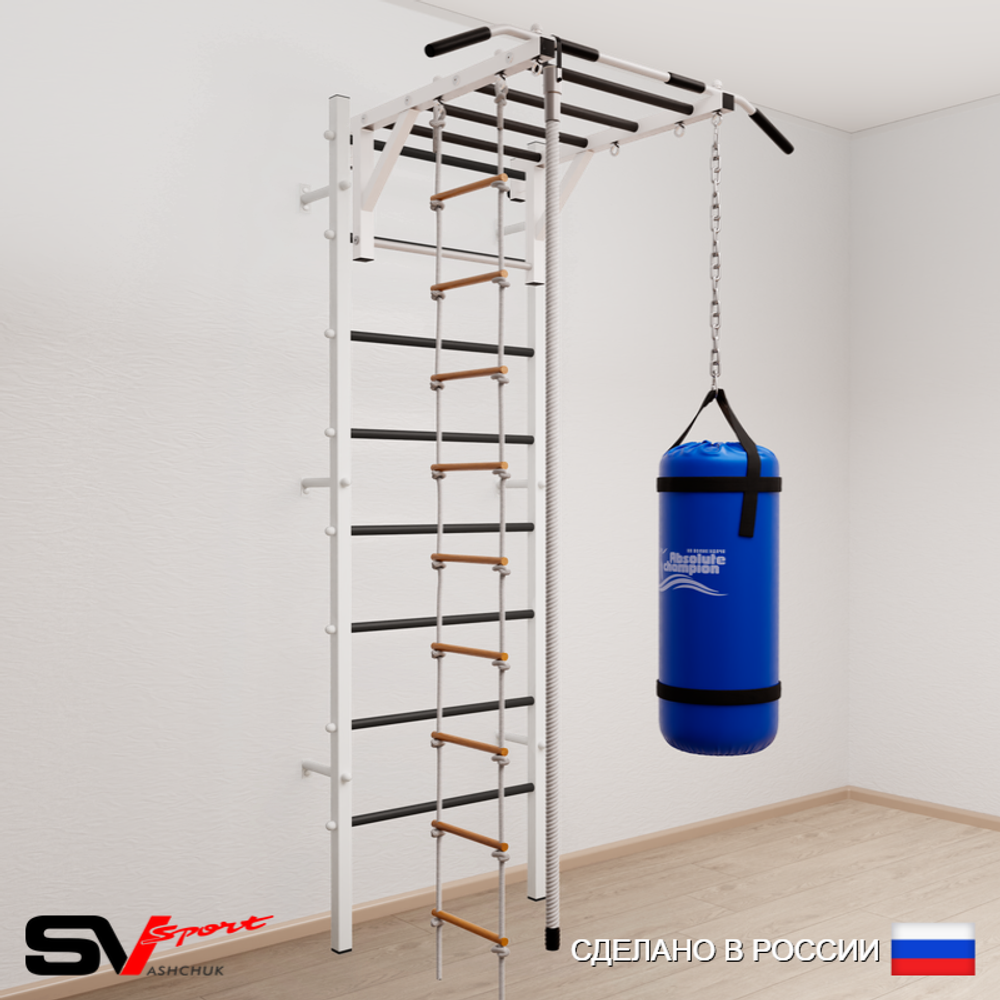 Шведская стенка Sv Sport усиленная 6341 (Турник рукоход/Канат/Лестница/Цепь/Мешок 15кг)