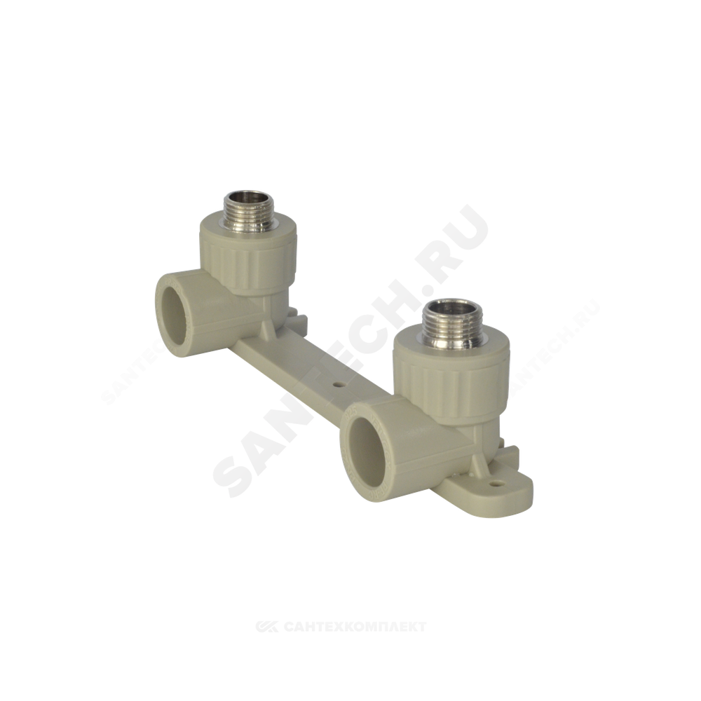 Планка монтажная PP-R серая Дн 25х1/2" НР под смеситель с водорозетками VALFEX 10124220Г