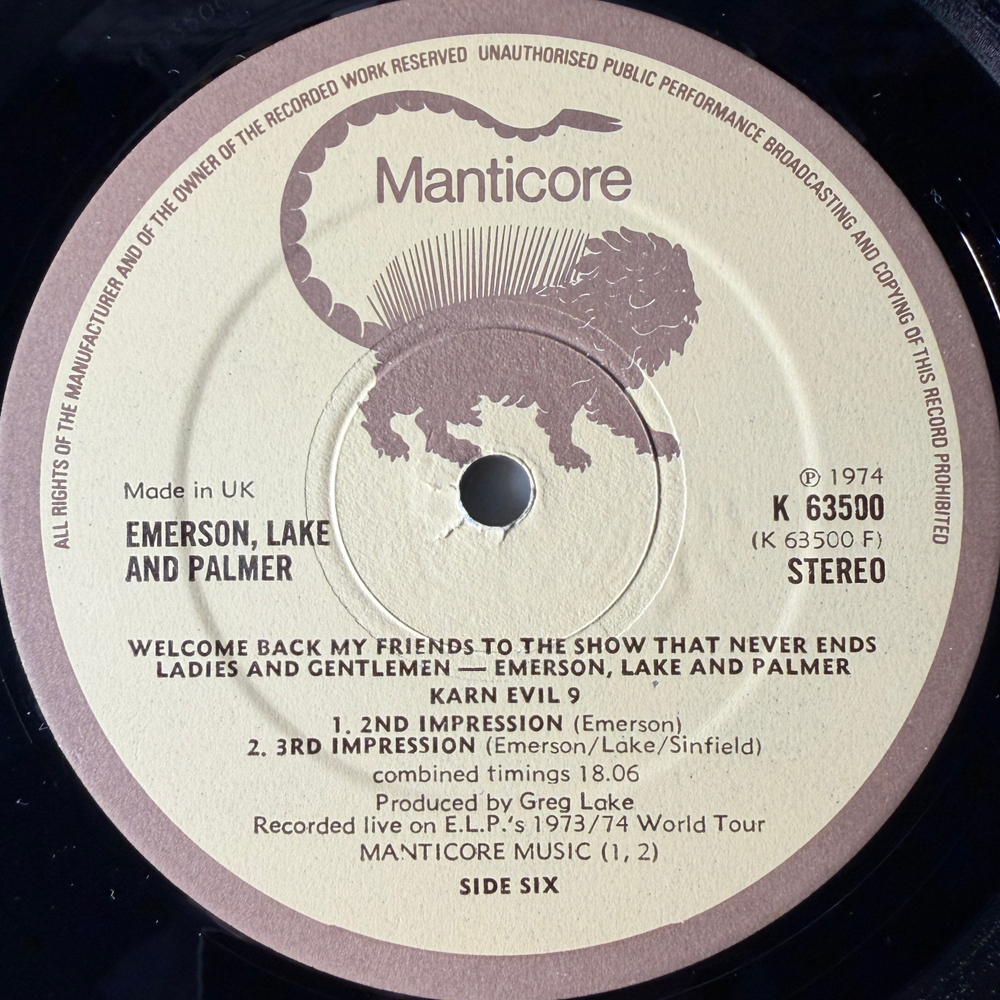 Emerson, Lake & Palmer ‎– Welcome Back My Friends To The Show That Never Ends - Ladies And Gentlemen 3LP (Англия 1974г.)