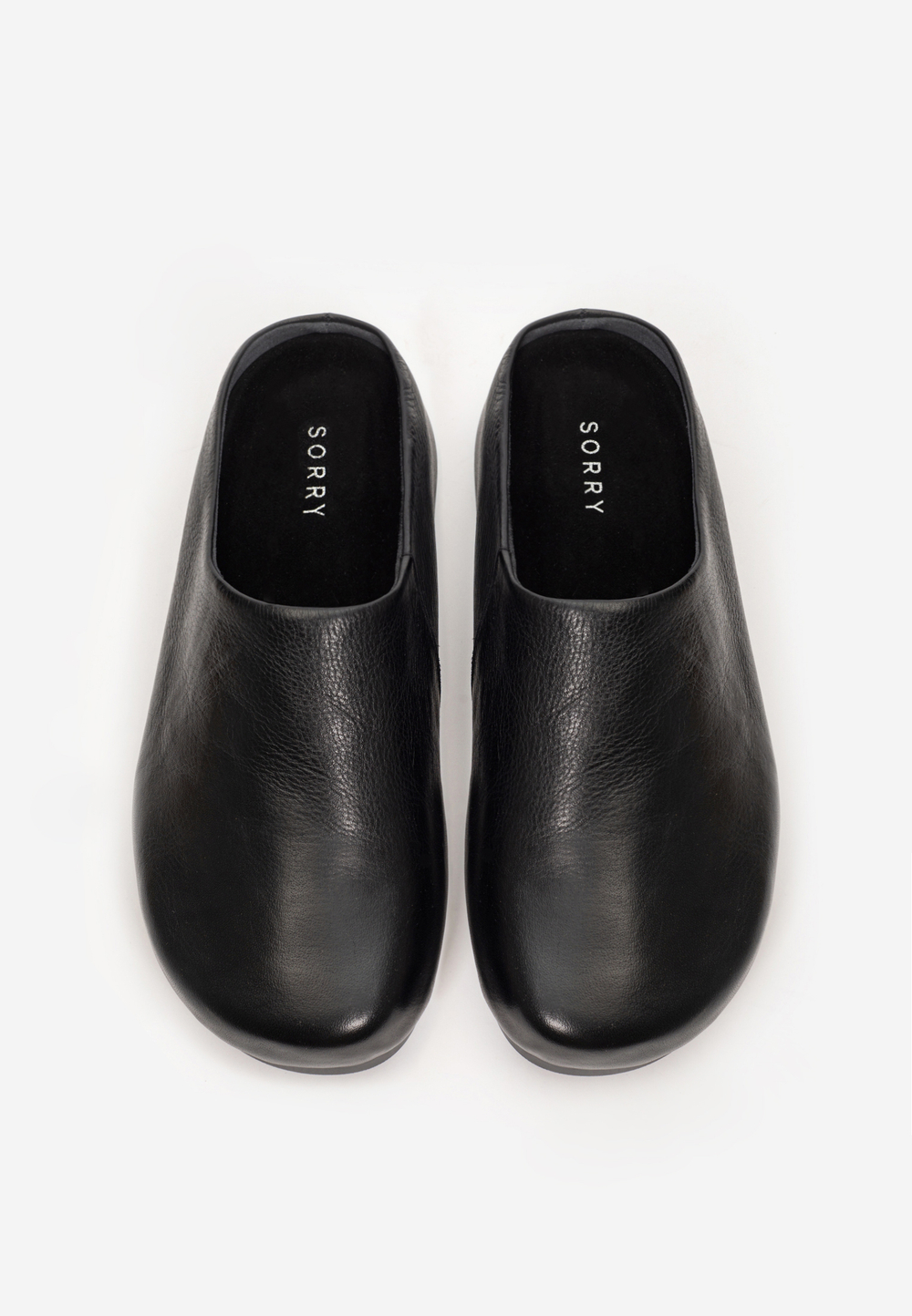 mule black leather