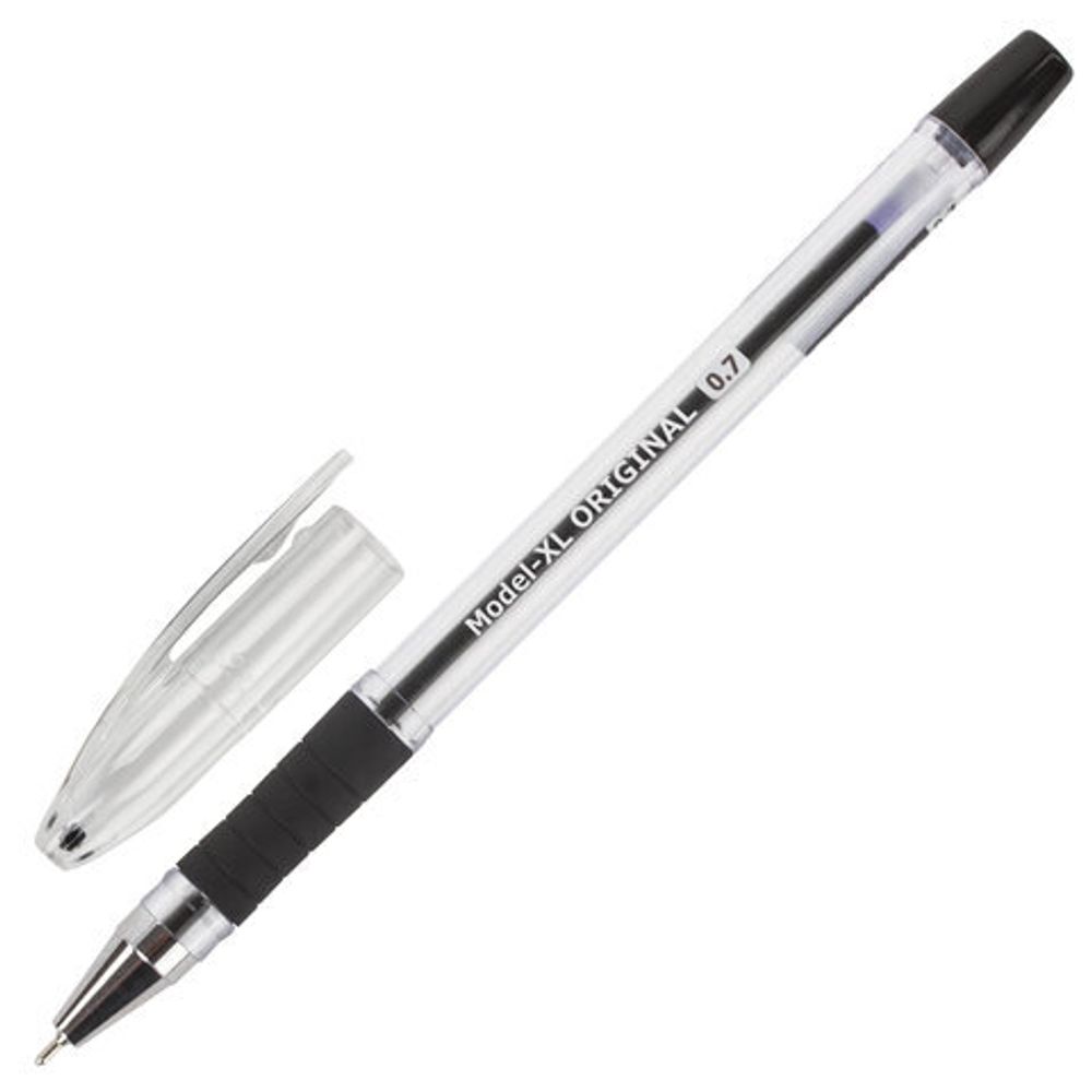 Ручка шариковая масляная с грипом BRAUBERG "Model-XL" ORIGINAL, 1шт, ЧЕРНАЯ, узел 0,7 мм, линия письма 0,35 мм, 143243