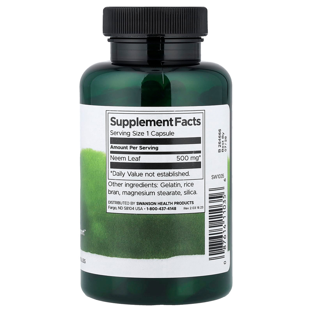 Swanson Vitamins, Лист нима, 500 мг, 100 капсул
