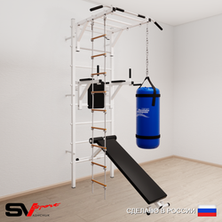 Шведская стенка Sv Sport усиленная 6523 (Турник рукоход/Брусья/Скамья/Лестница/Цепь/Мешок 30кг)