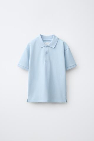 ZARA БАЗОВОЕ ПОЛО ИЗ ПИКЕ, ПАСТЕЛЬНО-СИНИЙ
