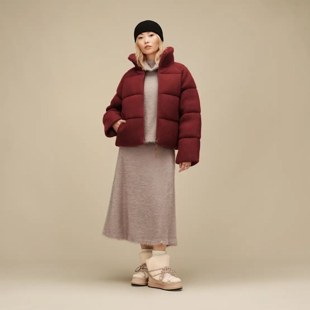 UGG Стеганая вязаная куртка, бордовый