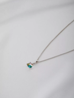 Кулон-кубик Миражи с зеленым кристаллом Swarovski