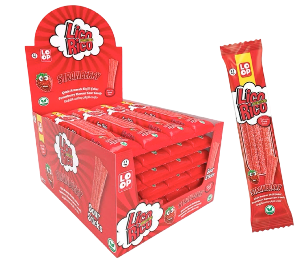Жевательный мармелад LicoRiko кислые карандаши Клубника 30г