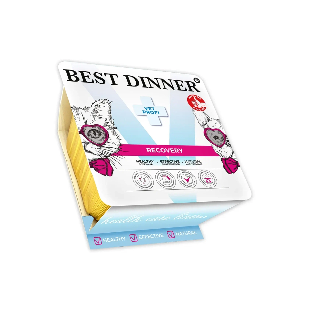BEST DINNER VET PROFI Recovery Нежный паштет для кошек и собак при истощении, выздоровлении и послеоперационном восстановлении, 100 г