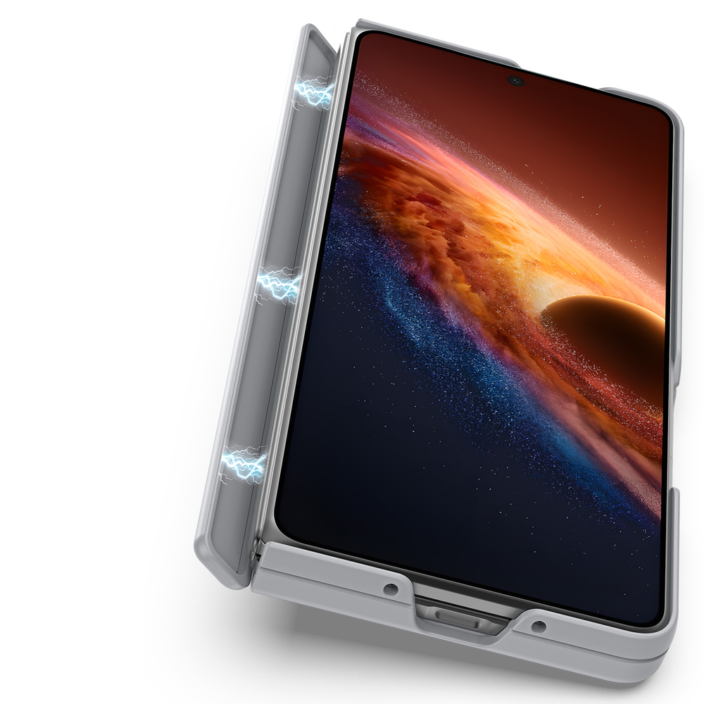 Усиленный чехол с серыми рамками и с MagSafe для Honor Magic V6, серия Expn Series Magnetic от Dux Ducis