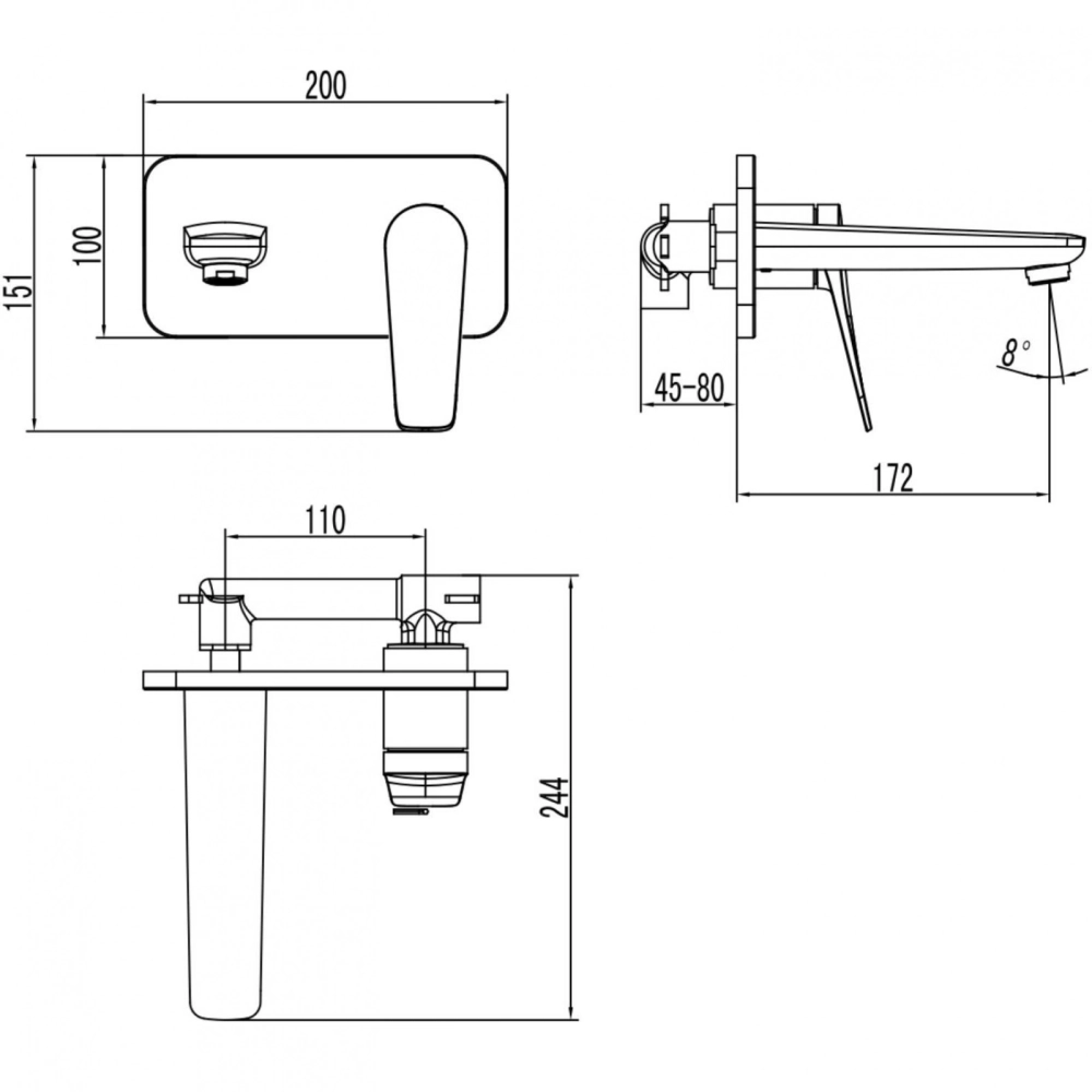 Смеситель для раковины Lemark Bronx (LM3726BL)