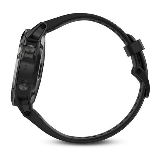 Умные мужские спортивные часы Garmin Fenix 5 Sapphire - черные с черным ремешком 010-01688-11