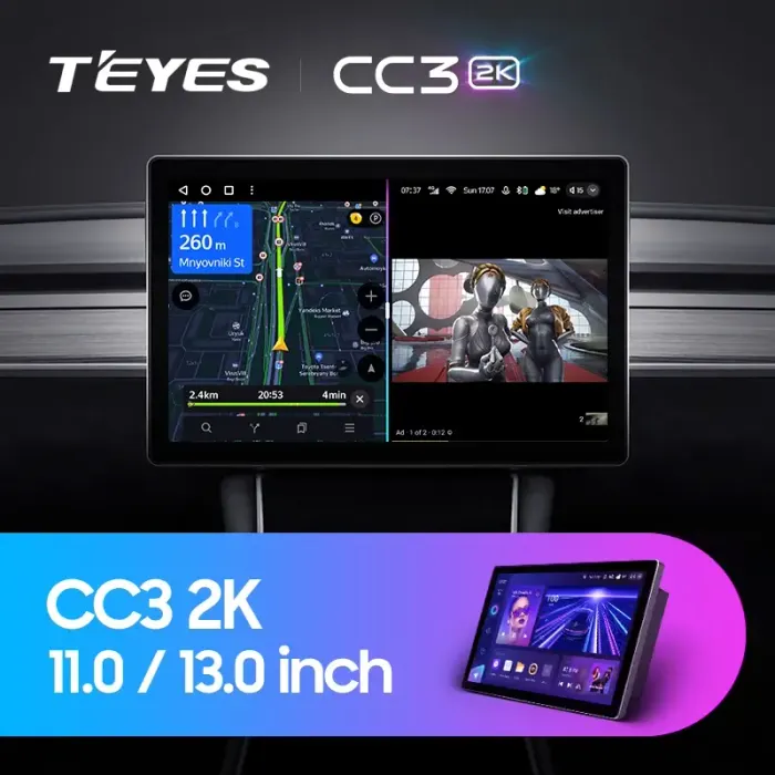 Магнитола для Nissan X-Trail T30 2003-2007 - Teyes CC3-2K монитор 13", QLED+2K, Android 10, Быстрая, 4G SIM-слот, CarPlay