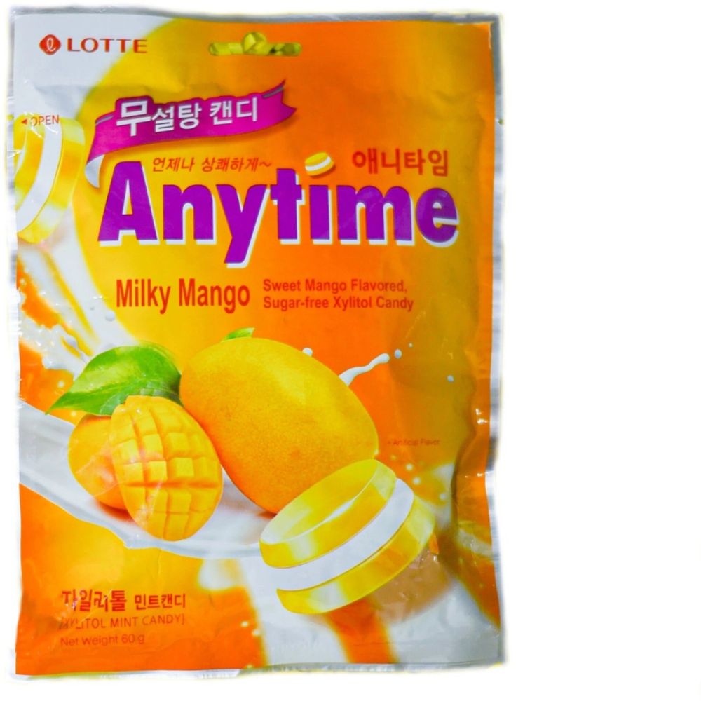Леденцы Lotte Anytime Milky Mango без сахара 60 г
