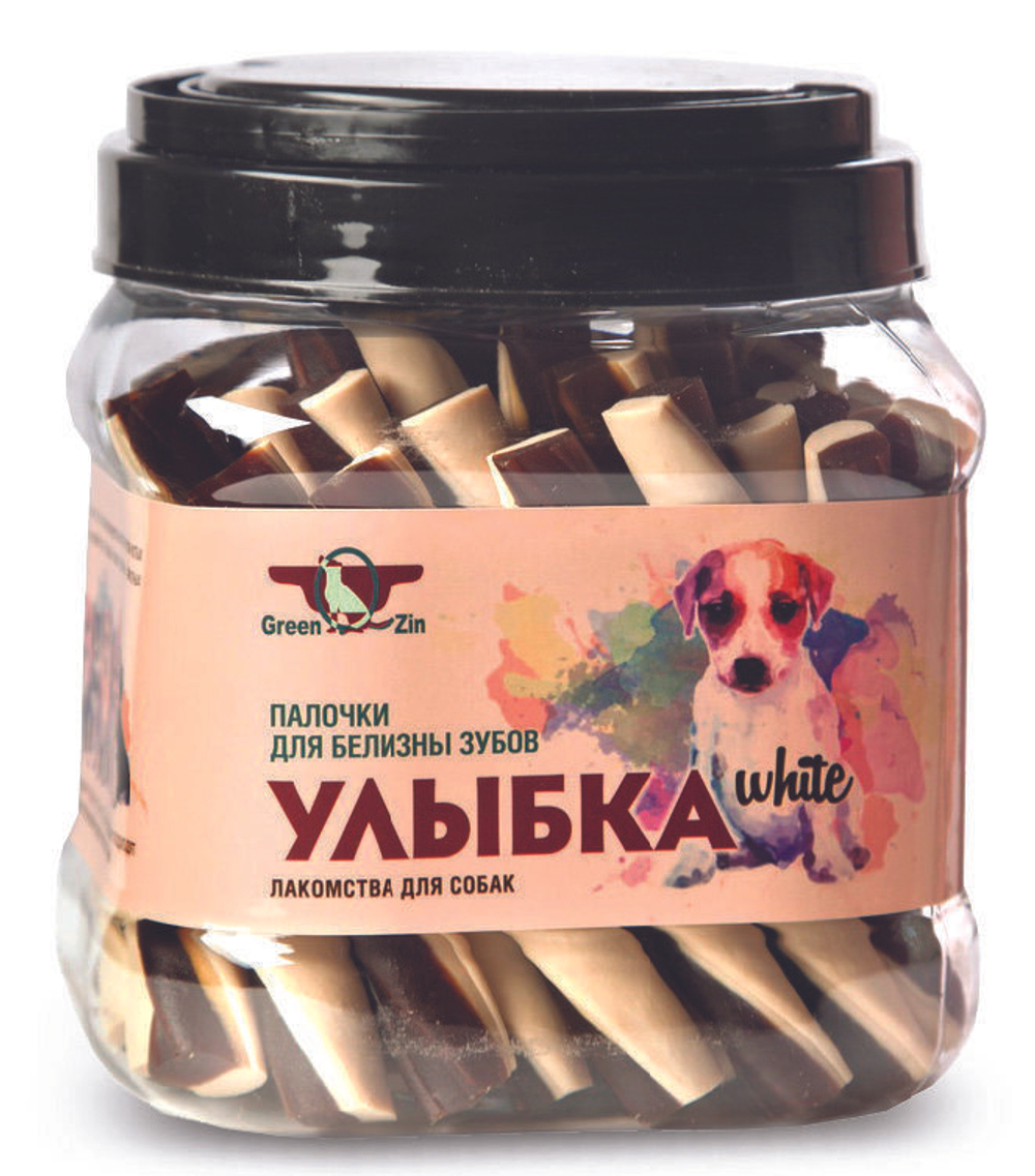 Лакомство для собак "Грин Кьюзин" GREEN QZIN УЛЫБКА WHITE (мягкие жевательные палочки д/белизны зубов) 1012 гр