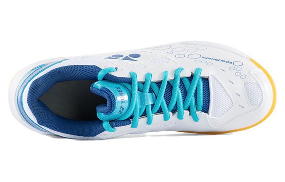 YONEX Power Cushion Textile, Synthetic Leather Anti twist Low top Badminton Shoes Unisex White Blue