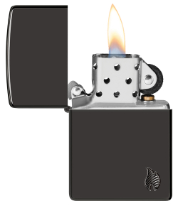 Зажигалка ZIPPO Armor Flame c покрытием High Polish Black, латунь/сталь, черная, 38x13x57 мм, шт