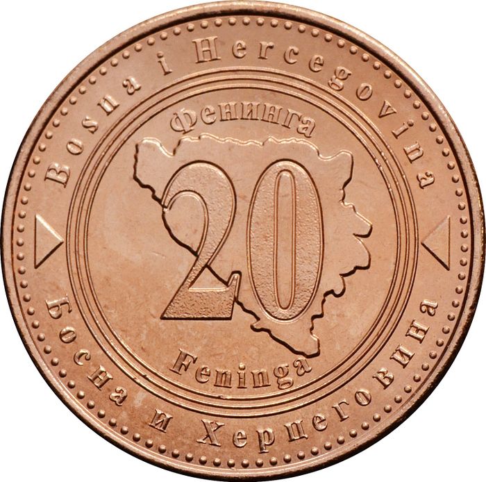 20 фенингов 2025 Босния и Герцеговина