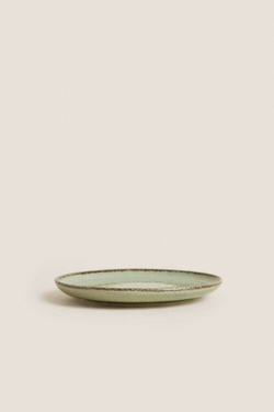 ZARA HOME ФАРФОРОВАЯ БОКОВАЯ ТАРЕЛКА, ЦВЕТ МОРСКОЙ ВОЛНЫ