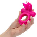Розовое эрекционное виброкольцо 3,75см California Exotic Novelties Silicone Rechargeable Dual Butterfly Ring SE-1843-35-3