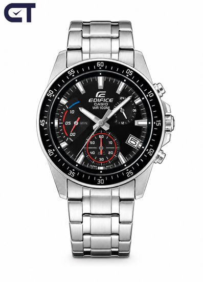 CASIO EFV-540D-1AVUDF EDIFICE мужские наручные часы — спортивный хронограф с чёрным циферблатом и цветными акцентами