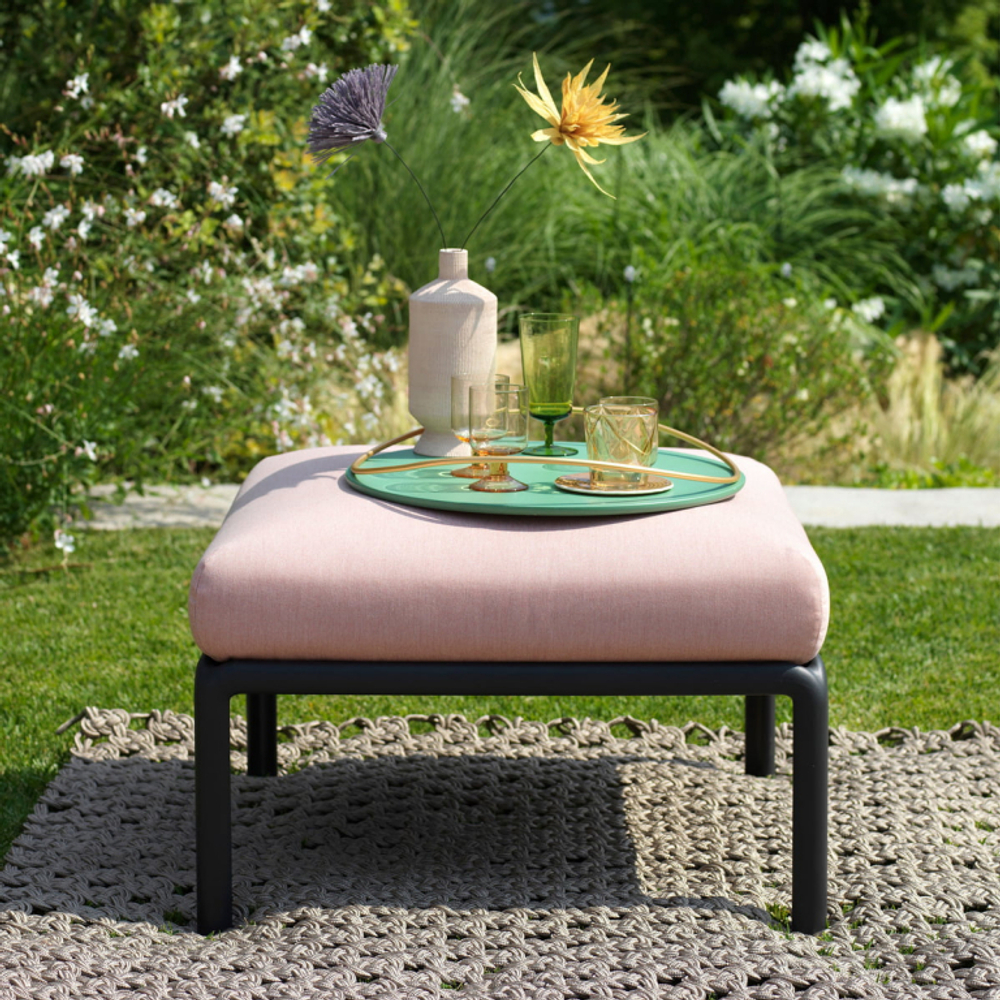 Пуф пластиковый с подушкой Nardi Komodo Pouf, антрацит, розовый