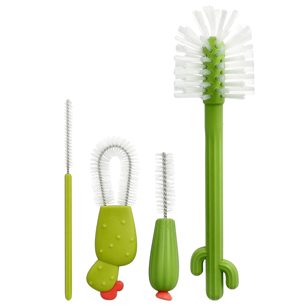 Boon, Cacti, набор щеток для чистки бутылочек, 4 щетки и 1 ваза