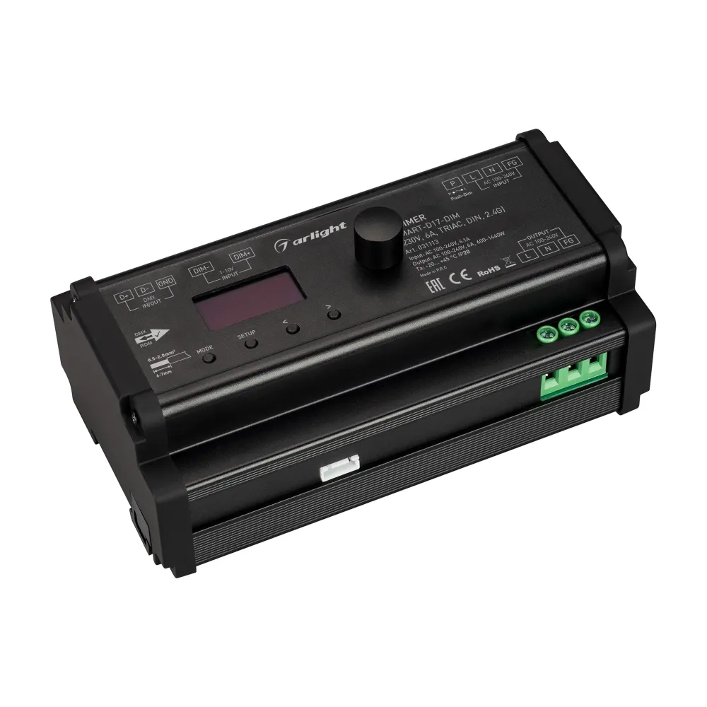Диммер SMART-D17-DIM (230V, 6A, TRIAC, DIN, 2.4G) (Arlight, IP20 Пластик, 5 лет) Диммер SMART-D17-DIM (230V, 6A, TRIAC, DIN, 2.4G) (Arlight, IP20 Пластик, 5 лет)
