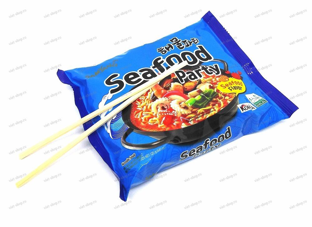 Корейская пшеничная лапша со вкусом морепродуктов Samyang Seafood party, 125 гр.