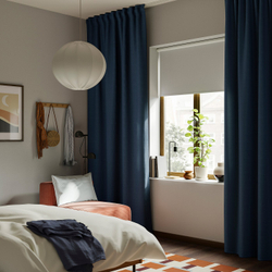 IKEA SANELA  (ИКЕА САНЕЛА)  -  Штора, 2 шт. - тёмно-синий/на тесьме 140x280 см