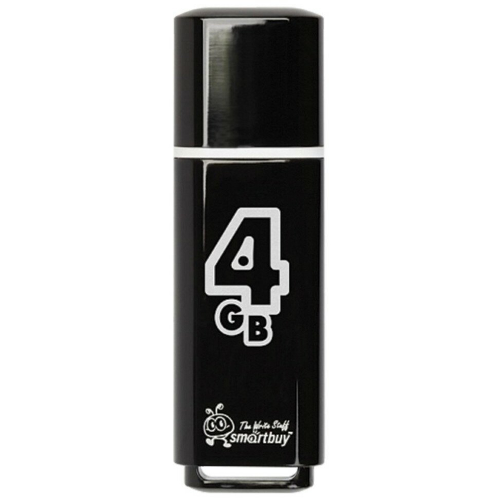 USB флеш накопитель 4 Gb SmartBuy Glossy, USB 2.0, черный, SB4GBGS-K (512764)