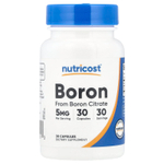 Nutricost, Бор, 5 мг, 30 капсул