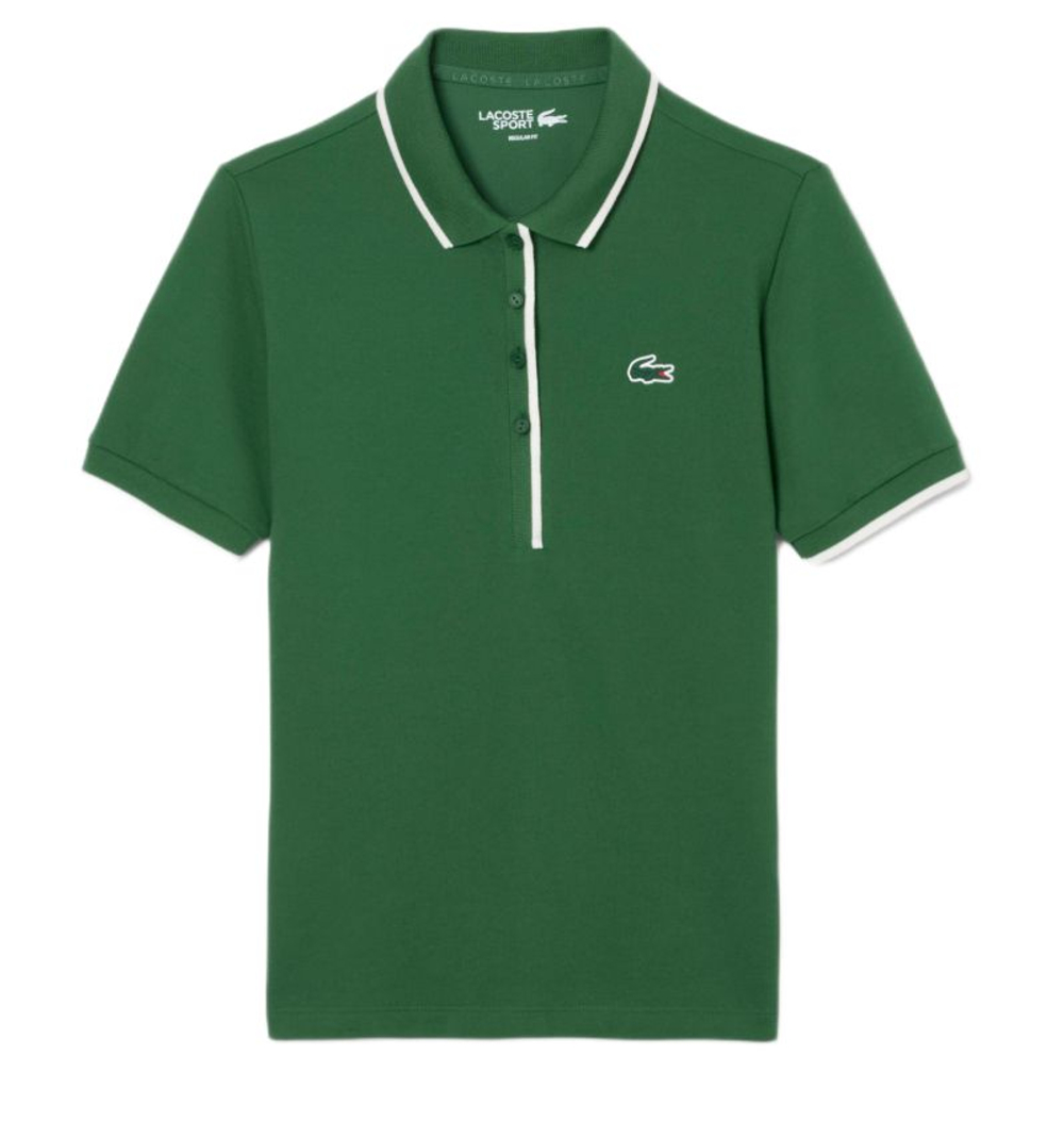 Женское поло Lacoste Regular Fit Tennis Heat Regulating - green/white