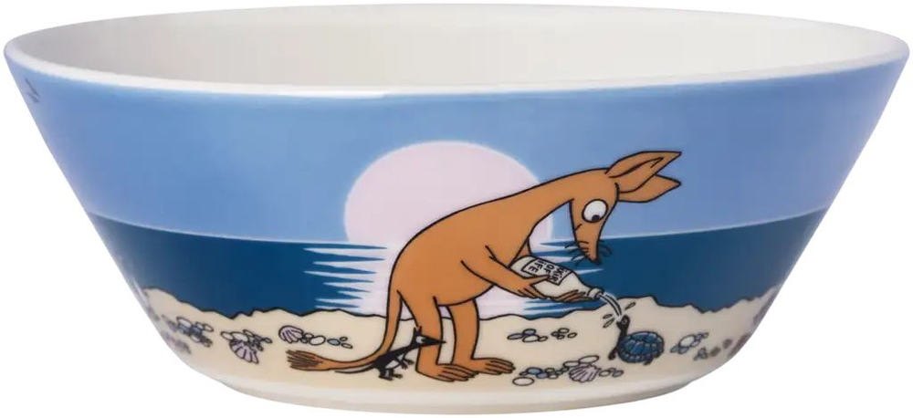 Тарелка глубокая Moomin Arabia "Nipsu rannalla/Нипсу на пляже", фарфор Vitro, синяя 15 см