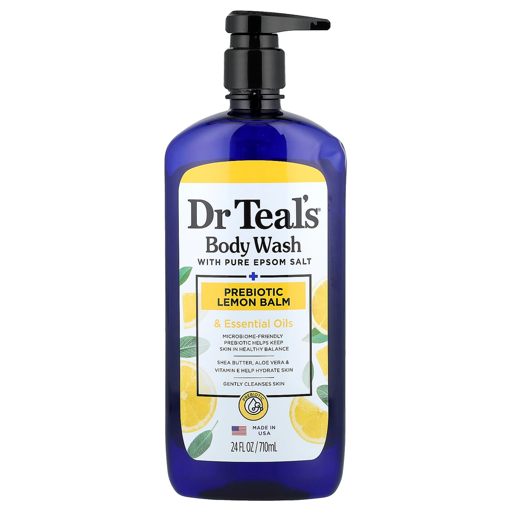 Dr. Teal's, гель для душа с чистой английской солью, пребиотиком мелиссы и эфирными маслами, 710 мл (24 жидк. унции)