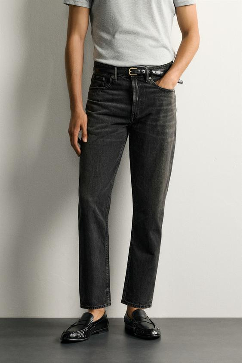 ZARA ДЖИНСЫ SLIM TAPERED, УГОЛЬНЫЙ