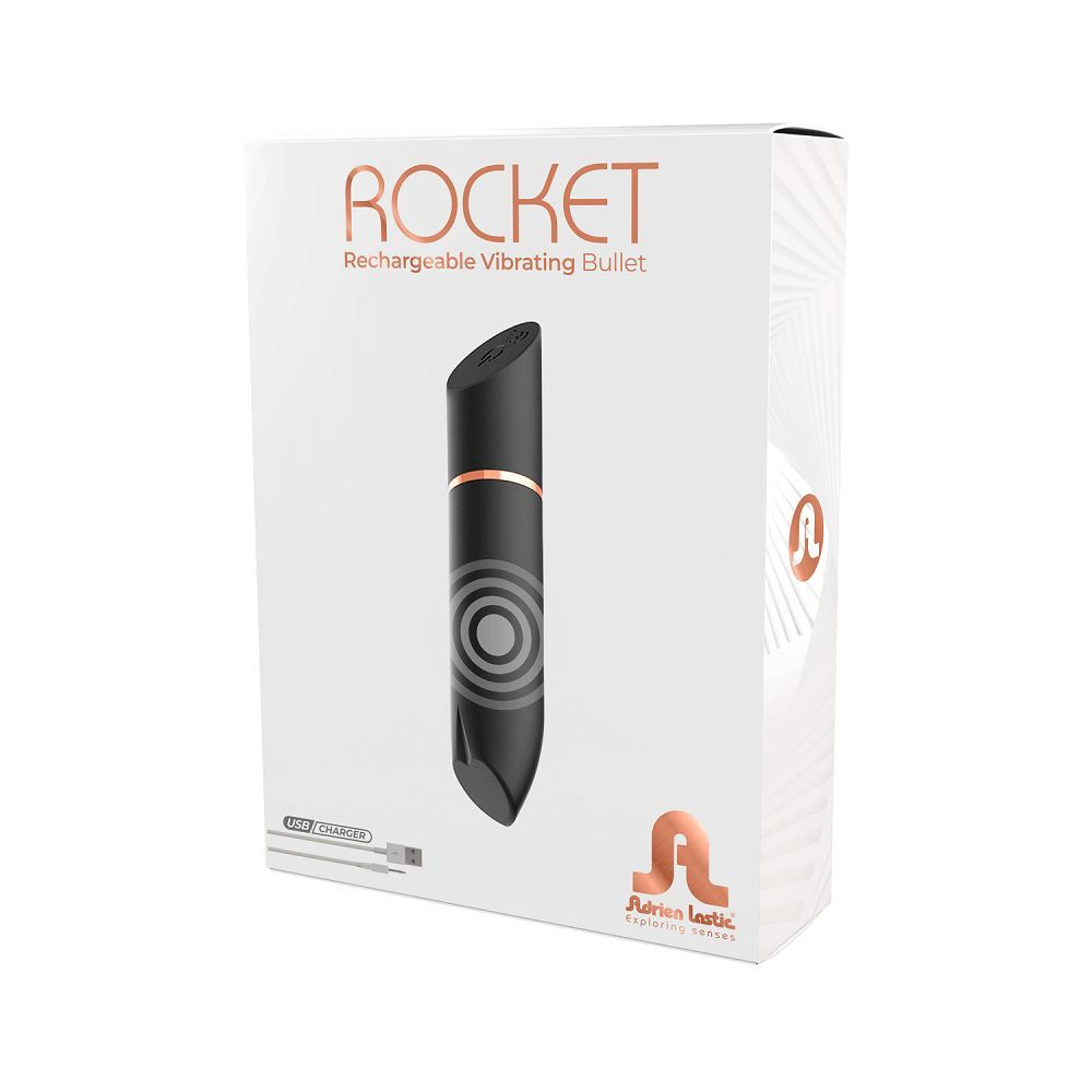 Черная перезаряжаемая вибропуля Rocket со скошенным кончиком (Цвет: черный)