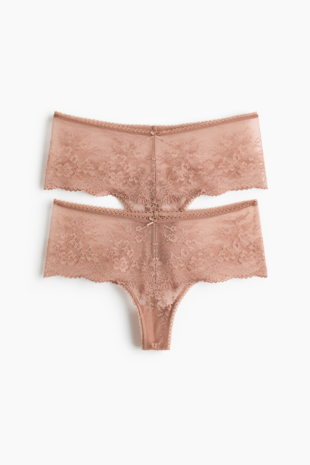 Кружевные трусы-стринги, 2 шт. — Светло-коричневый — H&M 1294335
