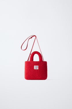 ZARA СУМКА ИЗ ИСКУССТВЕННОЙ ОВЧИНЫ, КРАСНЫЙ