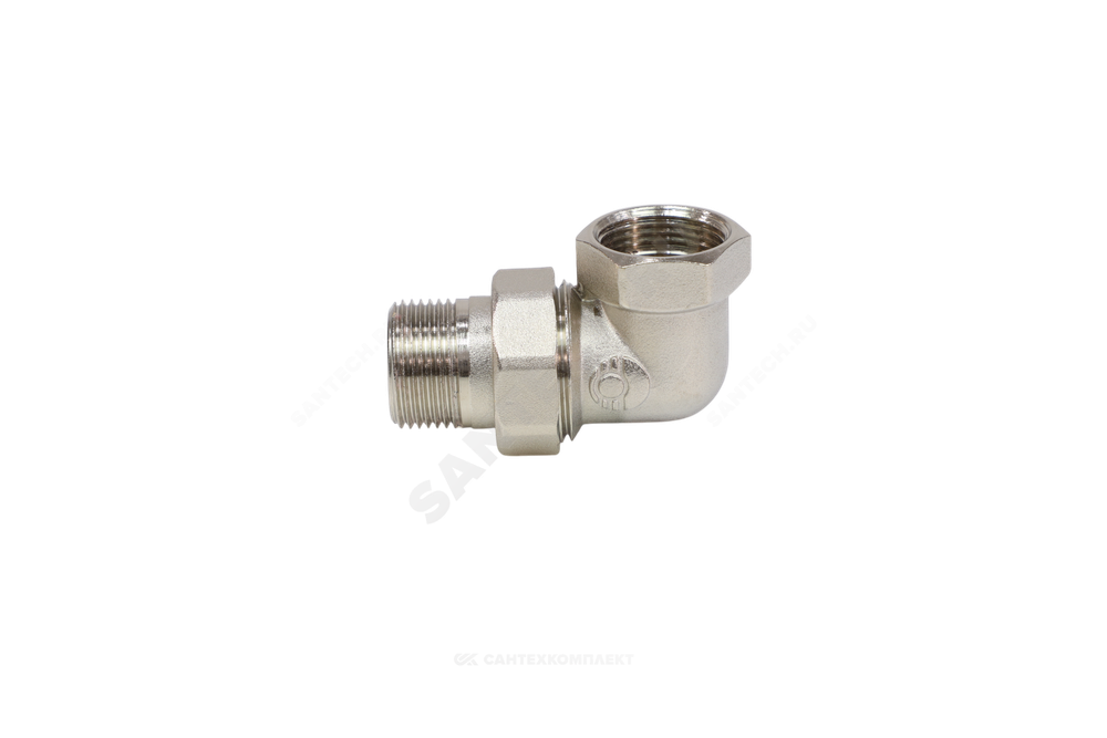 Соединитель латунь никель американка Ду 20 (3/4") угловой ВР/НР VALFEX VF.098.N.034