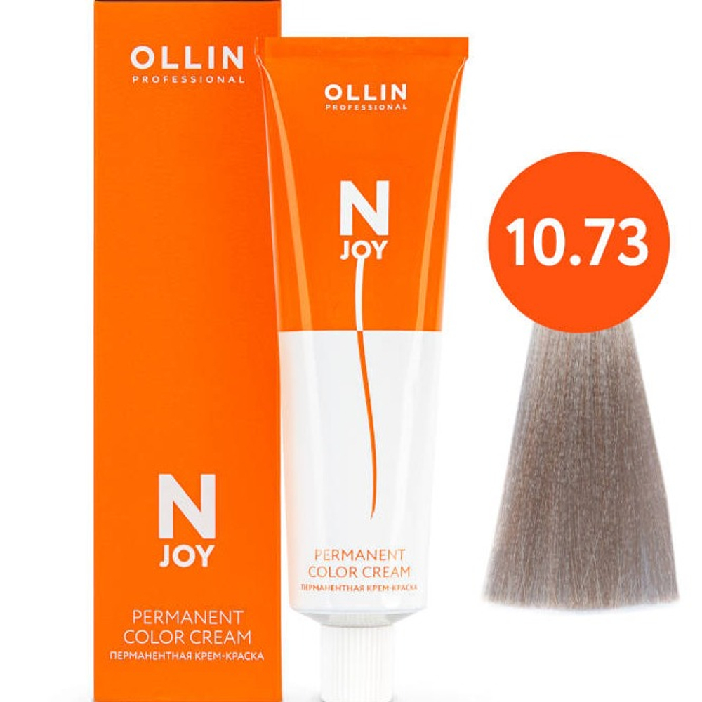 OLLIN PROFESSIONAL N-JOY - перманентная крем-краска для волос, 10/73 светлый блондин, коричнево-золотистый, 100 мл